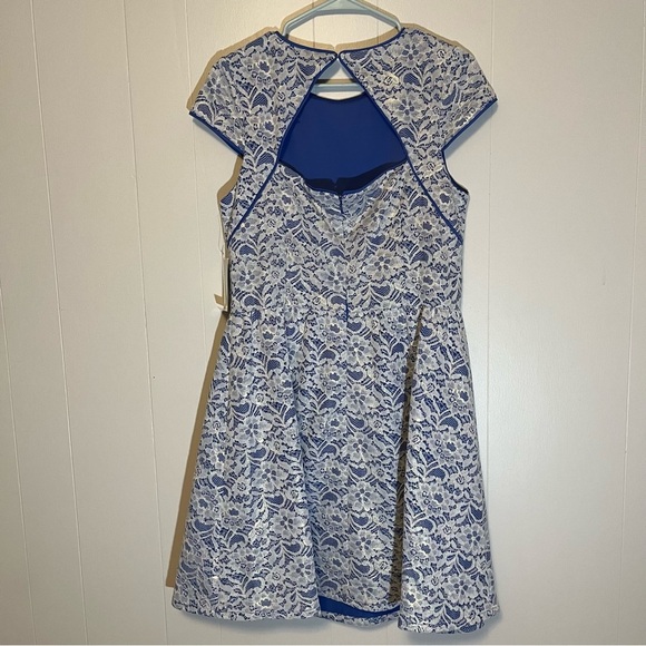 NWT Hailey Adrianna Papell Cocktail Dress Cap Sleeve Fit & Flare Keyhole Back 12 - Picture 3 of 11